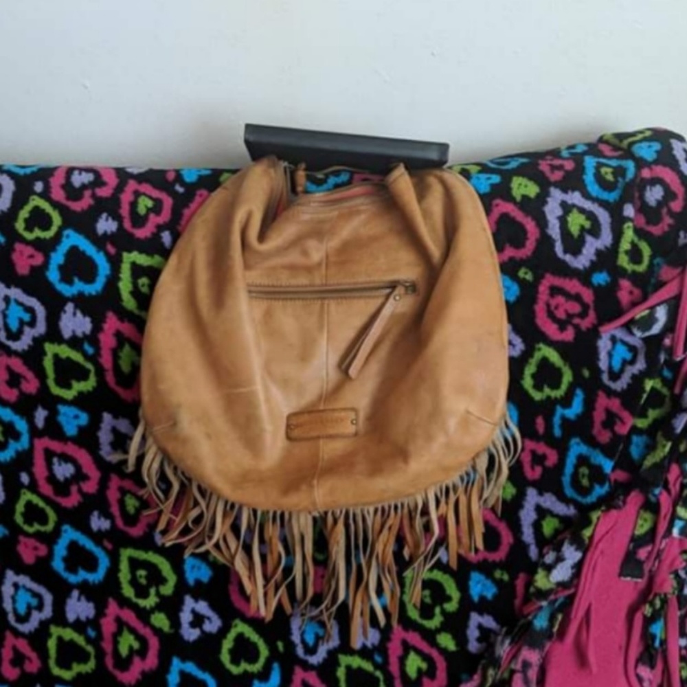 Lucky Brand Tan Leather Purse with Fringe